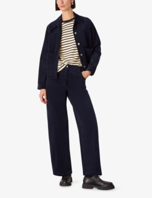 Whistles Omens  Striped Long-sleeve Cotton T-shirt In White