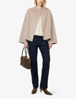 Soft Goat Womens  Oversized-fit Open Wool And Cashmere-blend Jacket In Brown