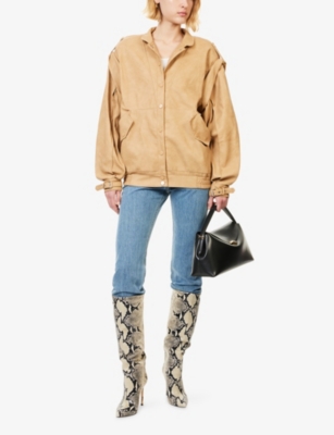 L.A-SPACE: Sienna Embossed-Logo Faux-Leather Jacket