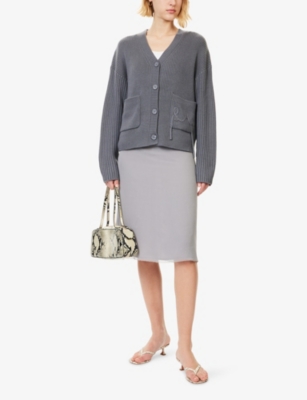 L.a-space Womens Grey New England Ribbed Knit Cardigan In Gray