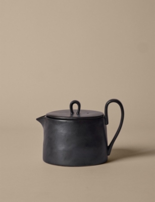 Ferm Living Black Flow Stoneware Teapot 20cm In Black