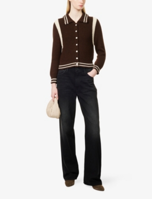 MOTHER: The Little Raquette Collared Alpaca Knitted Cardigan