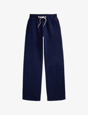 Womens Polo Ralph Lauren Logo-Embroidered Wide-Leg Cotton Jogging Bottoms