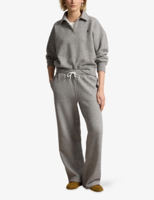 POLO RALPH LAUREN: Brand-Embroidered Half-Zip Cotton-Blend Sweatshirt