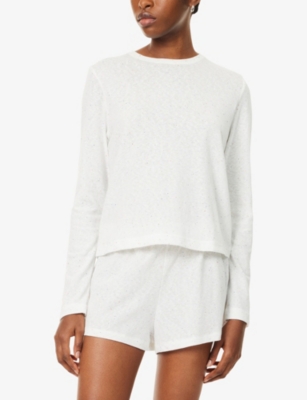 Treats Studio Womens  Confetti Long-sleeve Cotton-blend Top And Shorts Set In Neutral