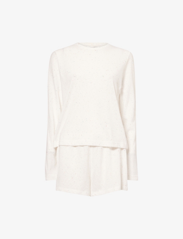 Confetti Long-Sleeve Cotton-Blend Top and Shorts Set