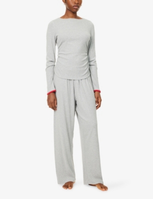 TREATS: Late Checkout Long-Sleeve Cotton-Blend Top and Trousers Set