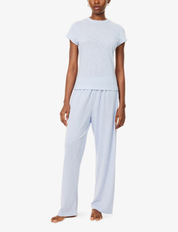 Short-Sleeve Lightweight Slub Cotton Lounge Set