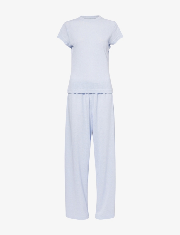 Short-Sleeve Lightweight Slub Cotton Lounge Set