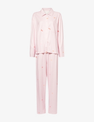 Treats Studio Womens Babypink Soft Launch Gingham-print Stretch-cotton Pyjamas