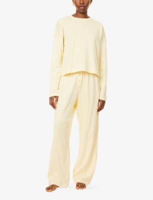 Treats Studio Womens  Long-sleeve Pointelle-knit Cotton-jersey Pyjamas In Yellow