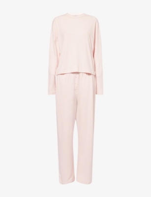 Treats Studio Womens Pink Long-sleeve Pointelle-knit Cotton-jersey Pyjamas