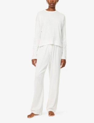 Treats Studio Womens White Long-sleeve Pointelle-knit Cotton-jersey Pyjamas In White