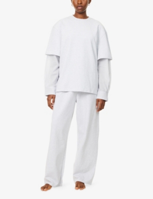 TREATS: Lazy Lover Contrast-Sleeve Cotton-Jersey T-Shirt