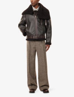 JW ANDERSON: Oversized-Collar Shearling Aviator Jacket