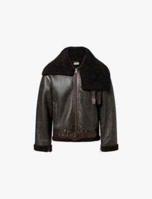 JW ANDERSON: Oversized-Collar Shearling Aviator Jacket