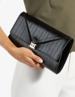 Dune Womens  Bee Leather Clutch Bag In Black