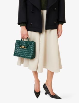 Bottega Veneta Womens  Andiamo Small Leather Tote Bag In Green