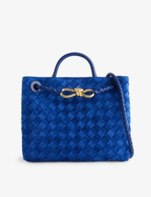 Bottega Veneta Small Intrecciato Leather Andiamo Top-handle Bag In Blue