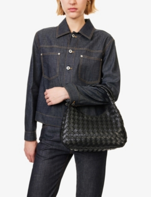 Bottega Veneta Womens Black-m Brass Small Campana Leather Top-handle Bag In Black