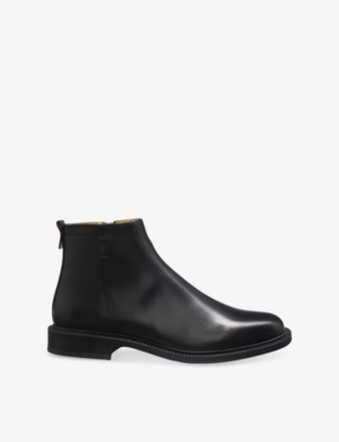 Mens Hugo Logo Trim Leather Boots