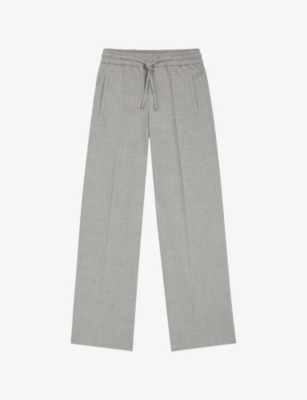Womens Boss Oversized-Fit Wide-Leg Stretch-Twill Trousers