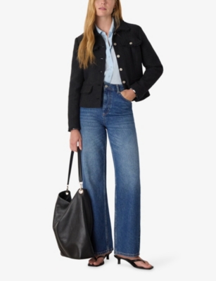 Whistles Womens Lucie Button-up Boucle Jacket Black In Black