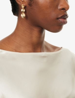 LIE STUDIO: Ruby Spiral-Discs 18ct Gold-Plated Sterling-Silver Drop Earrings