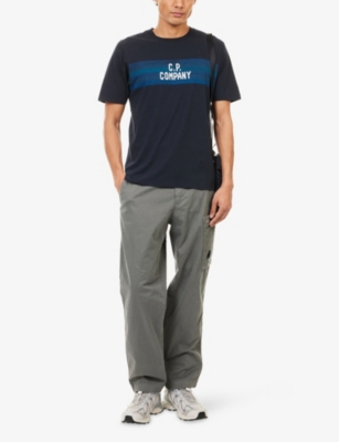CP COMPANY: Centre Stripes Logo-Print Cotton T-Shirt