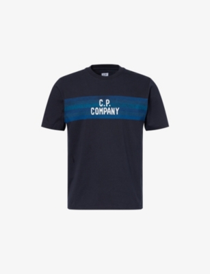 CP COMPANY: Centre Stripes Logo-Print Cotton T-Shirt