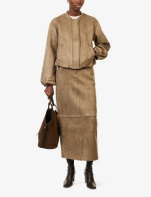 4TH & RECKLESS: Lorna Cropped Faux-Suede Bomber Jacket