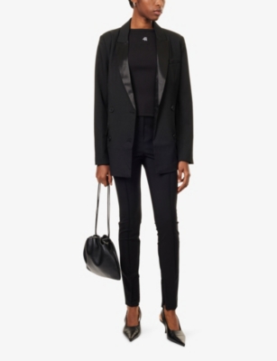 4th & Reckless Womens Black Delphine Satin-lapel Woven Tuxedo Blazer In Black