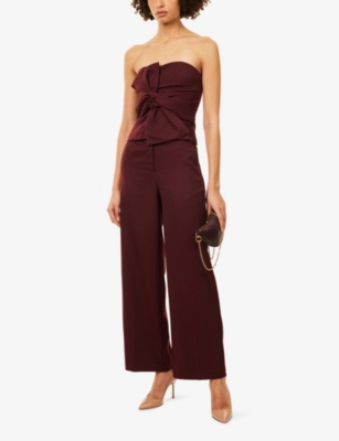 4th & Reckless Womens Red Sawyer Knotted Bandeau Woven Top In Red