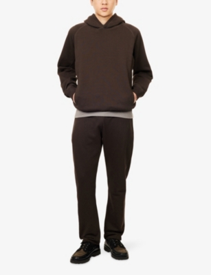 Raith Mens Solid Brown Axel Relaxed-fit Cotton-blend Hoodie In Brown
