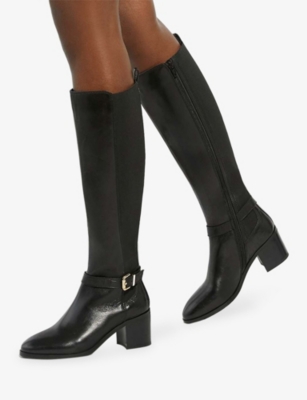 Dune Womens  Tilbys Leather Heeled Leather Knee-high Boots In Blue