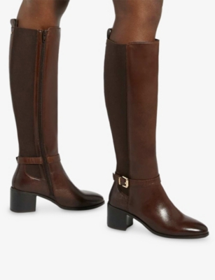 Dune Womens  Tilbys Leather Heeled Leather Knee-high Boots In Brown