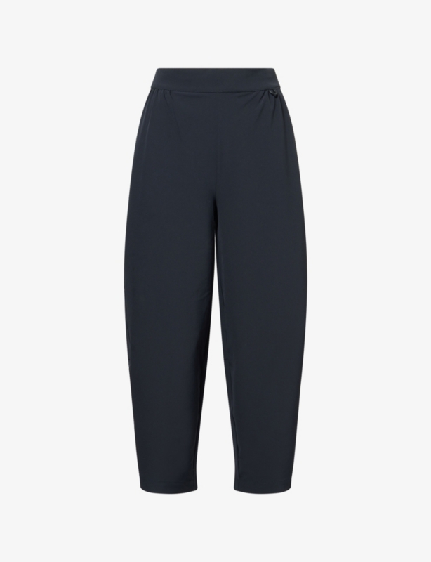 Barrel-Leg High-Rise Stretch-Woven Trousers