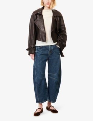 FREE PEOPLE: Good Luck Barrel-Leg Denim-Blend Jeans