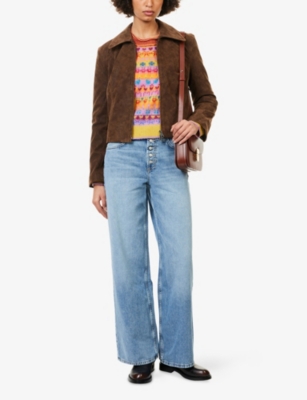 Free People Womens  Nia Wide-leg Boyfriend Denim Jeans In Blue