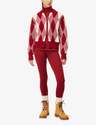 Varley Womens Red Dahlia Karina Jacquard High-neck Knitted Jacket In Red