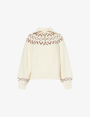 VARLEY: Sigrid Fairisle Half-Zip Knit Jumper