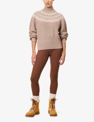 Varley Womens Light Taupe Marl Marcie Fairisle Yoke Knitted Jumper In Nude