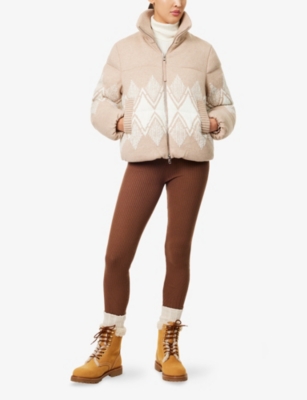 Varley Belinda Padded Fair Isle Knitted Jacket In Neutral