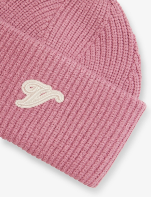 Carly Logo-Patch Rib-Knit Beanie