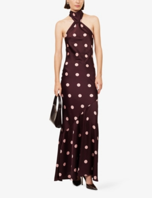 Amy Lynn Womens Burgundy Baia Polka-dot Woven Maxi Dress In Purple