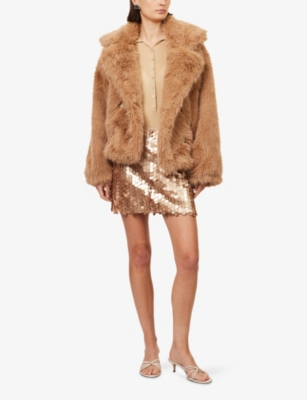 Amy Lynn Womens Goldy Sequin Woven Mini Skirt In Gold