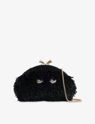 Anya Hindmarch Womens Black Eyes Bead-embellished Clutch Bag