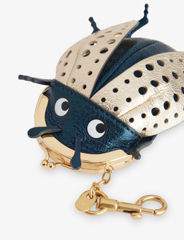 Bug Metallic Leather Coin Purse Charm