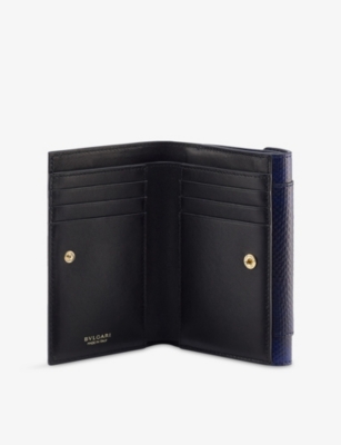 Bvlgari Womens Blue Serpenti Forever Large Leather Wallet In Black