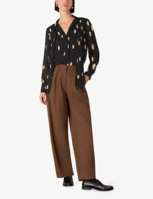 WHISTLES: Polka-Dot Tie-Neck Woven Blouse